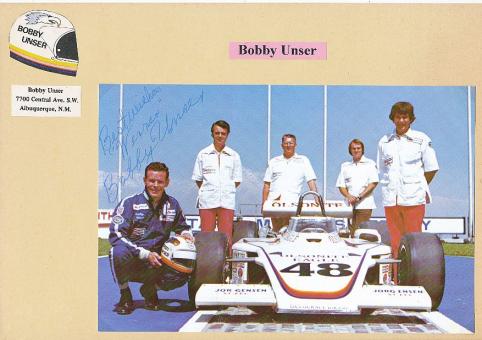 Bobby Unser  Indy Car Auto Motorsport  Autogrammkarte  original signiert 