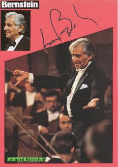 Leonard Bernstein † 1990 USA  Komponist  Dirigent Oper Klassik Musik Autogramm Karte original signiert 