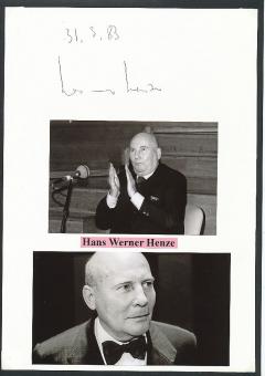 Hans Werner Henze † 2012  Komponist Oper Klassik Musik Autogramm Karte original signiert 