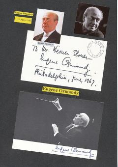 2  x  Eugene Ormandy † 1985 USA  Dirigent + Geiger  Klassik Musik Autogrammkarte +  Karte original signiert 