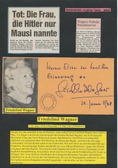 Friedlind Wagner † 1991  Enkelin Richard Wagner  Oper Klassik Musik Autogramm Karte original signiert 
