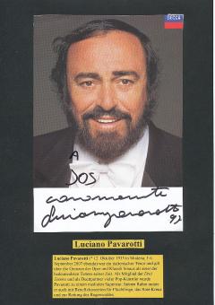 Luciano Pavarotti † 2007  Italien  Tenor  Oper Klassik Musik Autogrammkarte original signiert 