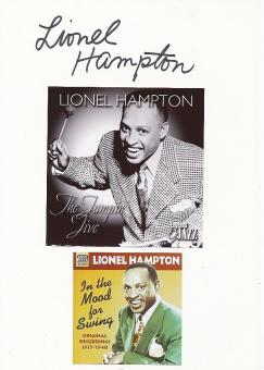 Lionel Hampton  † 2002  USA Jazz  Musik Autogramm Karte original signiert 