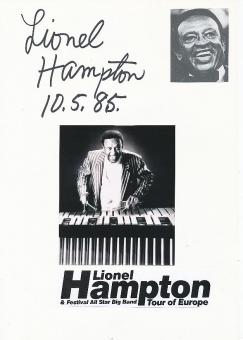 Lionel Hampton  † 2002  USA Jazz  Musik Autogramm Karte original signiert 