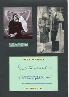 Federico Fellini † 1993 & Giulietta Masina  † 1994  Film & TV Autogramm Karte original signiert 