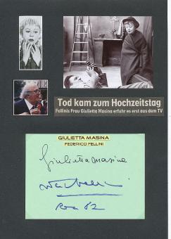 Federico Fellini † 1993 & Giulietta Masina  † 1994  Film & TV Autogramm Karte original signiert 