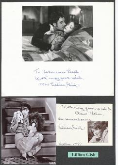 2  x  Lillian Gish † 1993  USA   Film & TV Autogramm Karte original signiert 