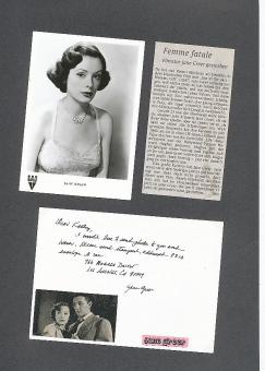 Jane Greer † 2001   Film & TV Autogramm Karte original signiert 