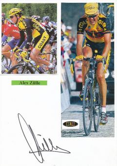 2  x  Alex Zülle  Schweiz  Radsport Autogrammkarte + Karte original signiert 
