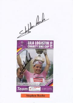2  x  Stephen Roche  Tour de France Sieger 1987  Radsport Autogrammkarte + Karte original signiert 