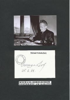 Michail Scholochow † 1984 Rußland  Nobelpreis für Literatur 1965  Schriftsteller  Literatur Karte original signiert 