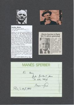 Manes Sperber † 1984  Schriftsteller  Literatur Blatt original signiert 