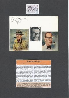 Georges Simenon † 1989  Belgien  Schriftsteller  Literatur Karte original signiert 