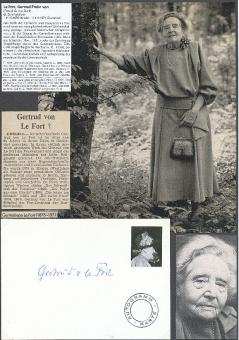 Gertrud von le Fort † 1971  Schriftstellerin  Literatur Karte original signiert 