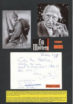Hans Leip † 1983  Schriftsteller  Literatur Karte original signiert 