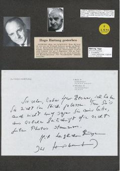 Hugo Hartung † 1972  Autor   Schriftsteller  Literatur Blatt original signiert 
