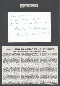 Hans Egon Holthusen † 1997  Lyriker  Schriftsteller  Literatur Karte original signiert 