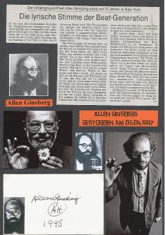 Allen Ginsberg † 1997  USA Beat Dichter  Schriftsteller  Literatur Karte original signiert 