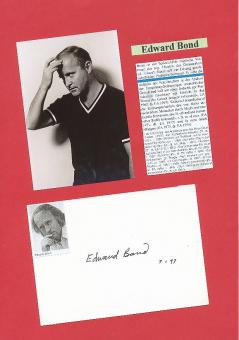 Edward Bond   GB  Dramatiker Schriftsteller  Literatur Karte original signiert 