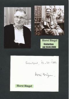 Horst Bingel † 2008  Schriftsteller  Literatur Karte original signiert 
