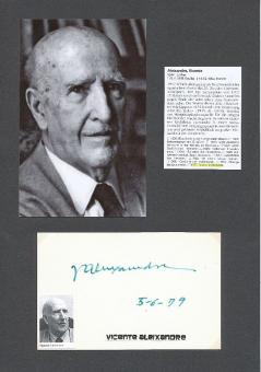 Vicente Aleixandre † 1984  Spanien Schriftsteller 1977 Nobelpreis für Literatur Karte original signiert 