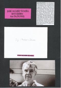 Inge Aicher Scholl † 1998  Schriftstellerin  Literatur Karte original signiert 