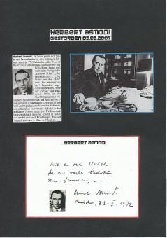 Herbert Asmodi † 2007  Schriftsteller  Literatur Karte original signiert 