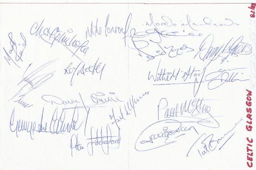 Celtic Glasgow 1982  Pat Bonner usw.  Fußball Autogramm Blatt  original signiert 