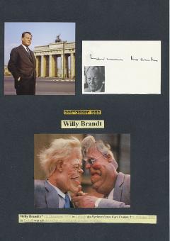 Willy Brandt † 1992  Bundeskanzler   Politik Blatt original signiert 