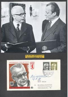Gustav Heinemann † 1976 Bundespräsident Politik  Ersttagsbrief 1970 original signiert 