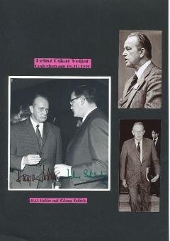 Klaus Schütz † 2012 & Heinz Oskar Vetter     1990  Politik Autogramm Foto original signiert 