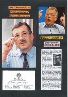 2  x  Ottmar Schreiner † 2013   Politik Autogrammkarte + Karte original signiert 