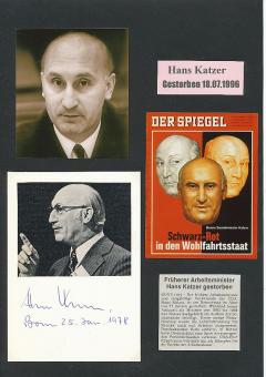 Hans Katzer † 1996  Politik Karte original signiert 