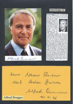 2  x  Alfred Dregger † 2002  Politik Autogrammkarte + Karte original signiert 