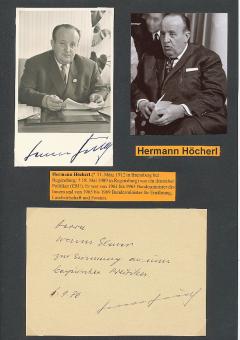 2  x  Hermann Höcherl † 1989  Politik Autogrammkarte + Karte original signiert 