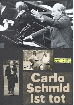 Carlo Schmid † 1979   Politik Autogramm Foto original signiert 
