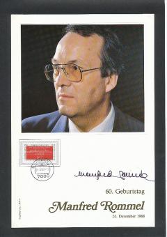 Manfred Rommel † 2013  Philswiss  Politik Autogrammkarte original signiert 
