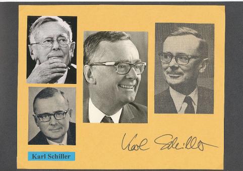 Karl Schiller † 1994   Politik Autogramm Karte original signiert 