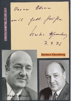 2  x  Herbert Ehrenberg † 2018  Politik Autogrammkarte + Karte original signiert 