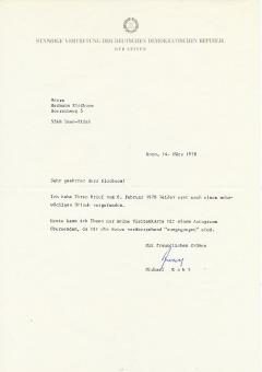 Michael Kohl † 1981  DDR  Politik Brief  Blatt original signiert 