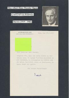 Graf von Podwils Dürniz † 1982  Diplomat  Politik Brief  Blatt original signiert 