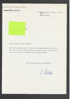 Dr.Selbach  Ministerialdirigent  1968  Politik Brief  Blatt original signiert 