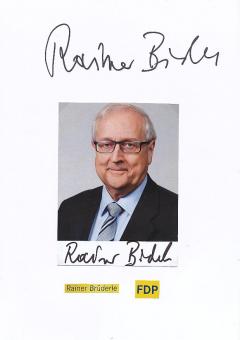 2  x  Rainer Brüderle  FDP  Politik Autogrammkarte + Karte original signiert 