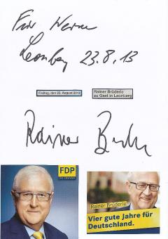 Rainer Brüderle  FDP   Politik Autogramm Karte original signiert 