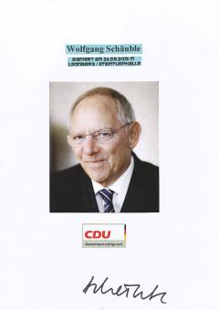 Wolfgang Schäuble  CDU   Politik Autogramm Karte original signiert 