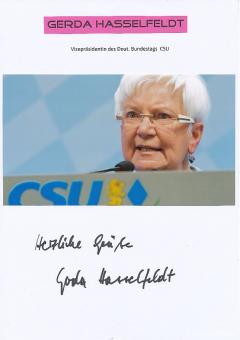 Gerda Hasselfeldt  CSU  Politik Autogramm Karte original signiert 