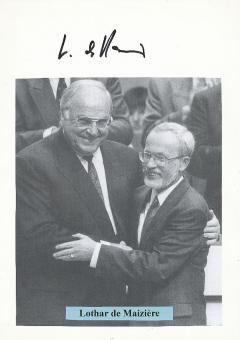 Lothar De Maiziere  DDR  Politik Autogramm Karte original signiert 