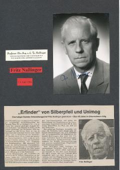 Fritz Nallinger † 1984  Mercedes  Konstrukteur  Auto  Wirtschaft Autogramm Foto original signiert 