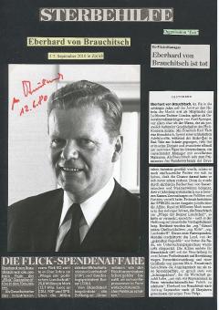 Eberhard von Brauchitsch † 2010  Flick  Wirtschaft Autogramm Foto original signiert 