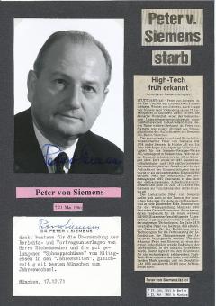 2  x  Peter von Siemens † 1986  Wirtschaft Autogramm Foto + Karte original signiert 